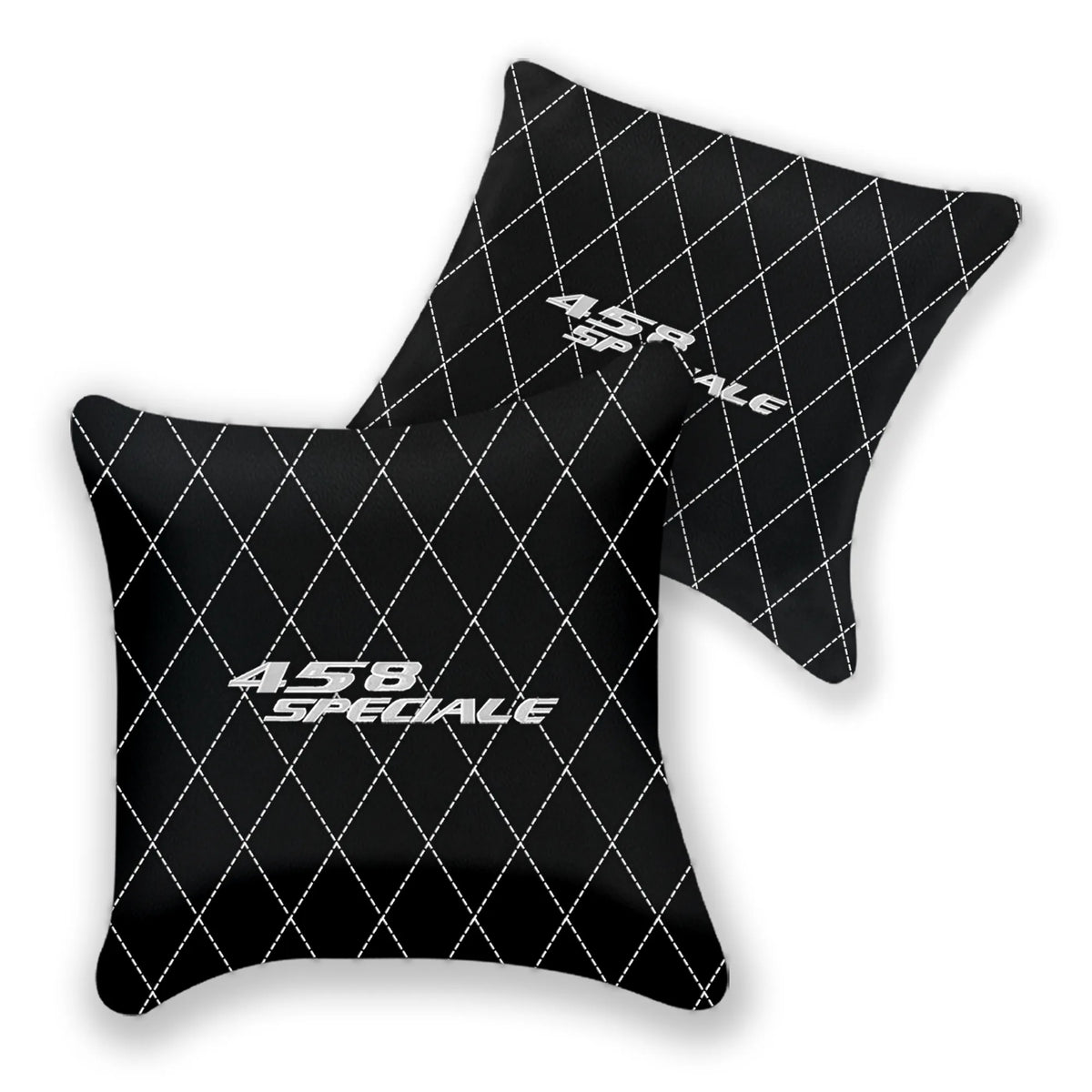 Customizable Black Leather Pillows Set of 2 for Ferrari 458 Speciale (2012-2015) - Various Stitching Colors