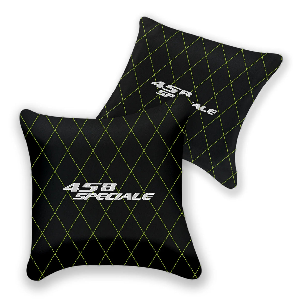 Customizable Black Leather Pillows Set of 2 for Ferrari 458 Speciale (2012-2015) - Various Stitching Colors