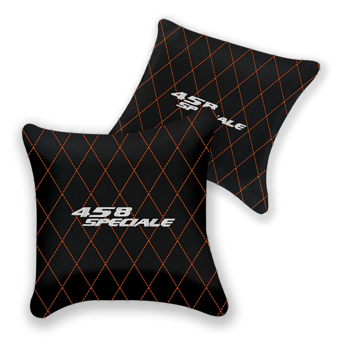 Customizable Black Leather Pillows Set of 2 for Ferrari 458 Speciale (2012-2015) - Various Stitching Colors