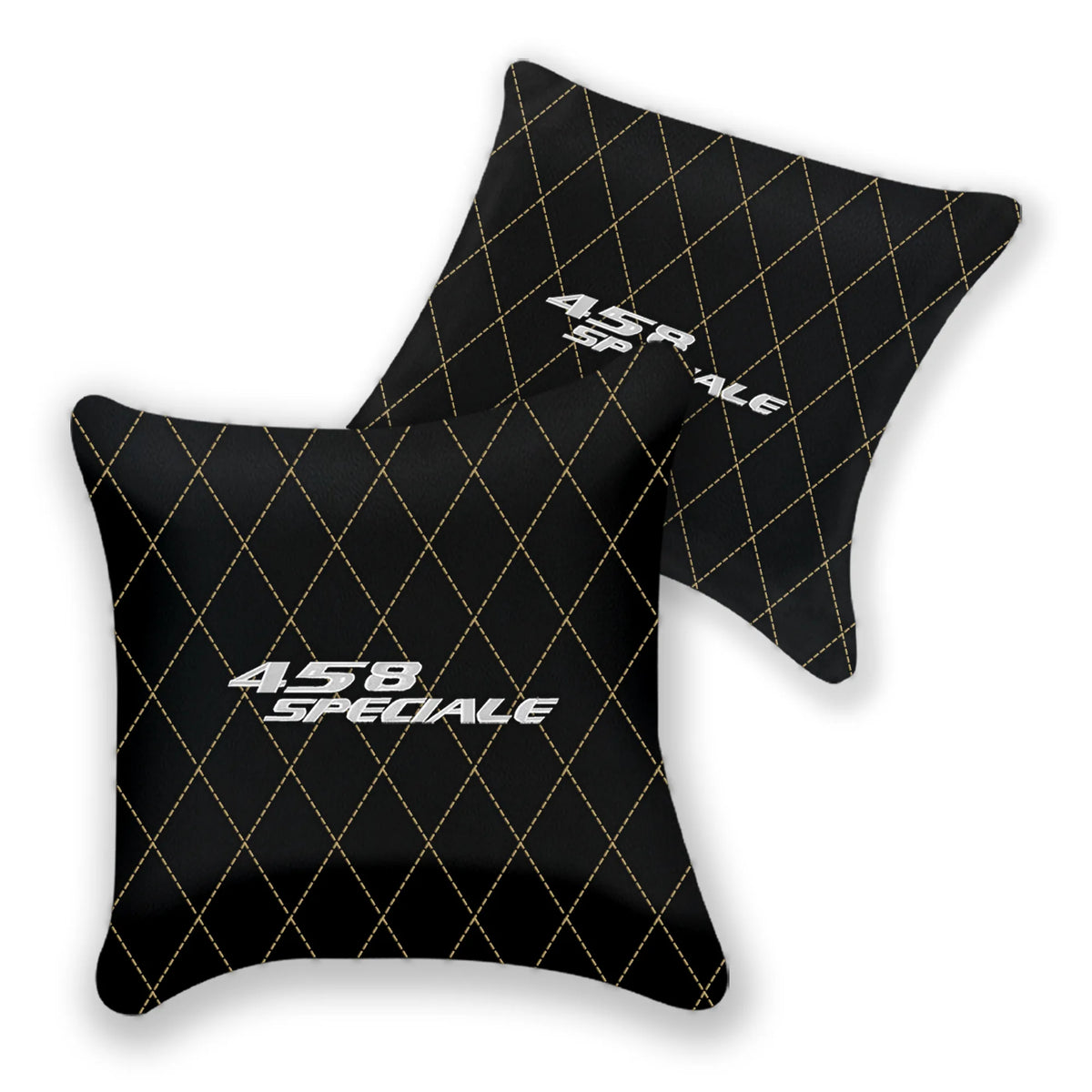 Customizable Black Leather Pillows Set of 2 for Ferrari 458 Speciale (2012-2015) - Various Stitching Colors