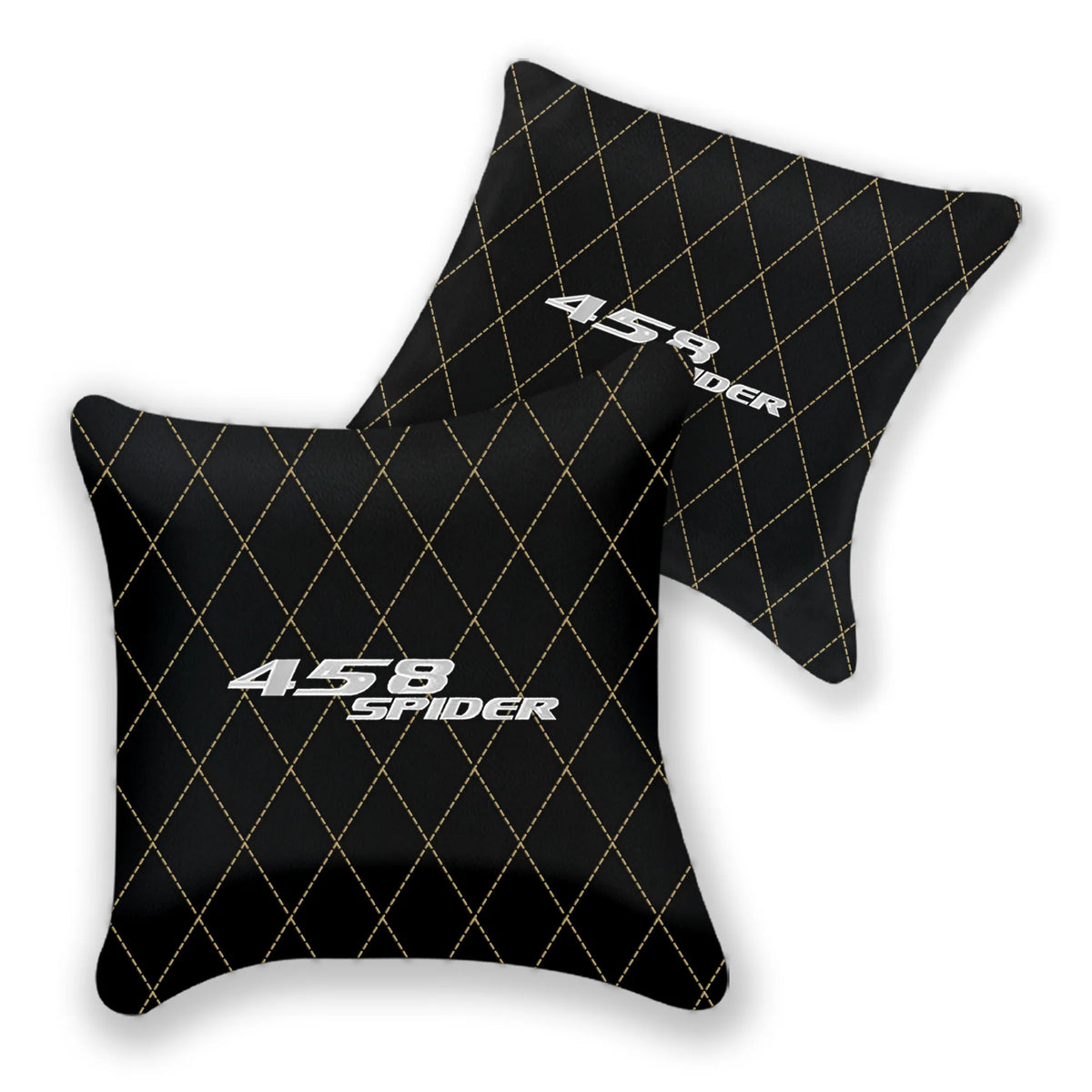 Customizable Black Leather Pillows Set of 2 for Ferrari 458 Spider (2012-2015) - Various Stitching Colors