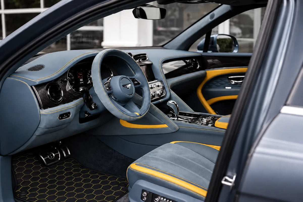 Customizable Leather Floor Mats with Divario Pattern for Bentley Bentayga (2015-2027) inside the vehicle