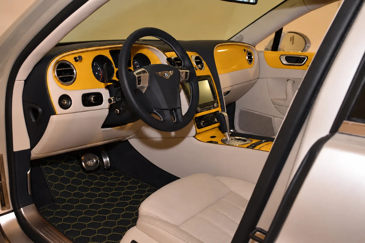 Customizable Leather Floor Mats with Divario Pattern for Bentley Flying Spur (2005-2013) inside the vehicle
