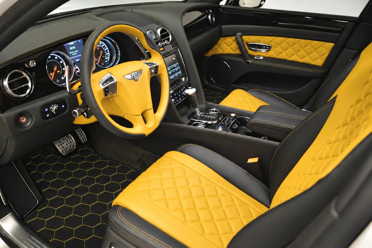 Customizable Leather Floor Mats with Divario Pattern for Bentley Flying Spur (2013-2019) inside the vehicle