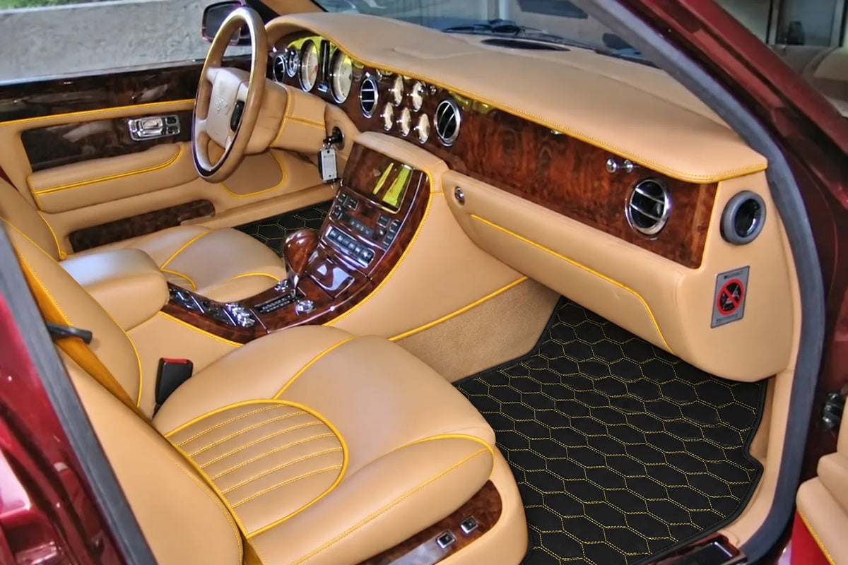 Customizable Leather Floor Mats with Divario Pattern for Bentley Red Label RL (1998-2009) inside the vehicle