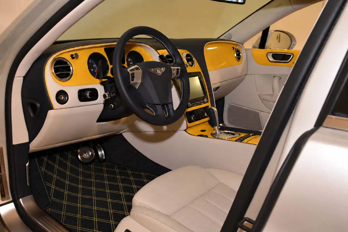 Customizable Leather Floor Mats with Double Diamond Pattern for Bentley Flying Spur (2005-2013) inside the vehicle