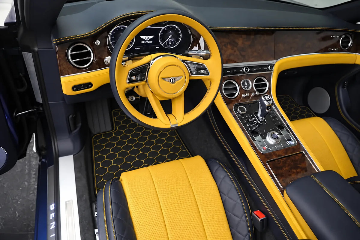 Customizable Leather Floor Mats with Hex Pattern for Bentley Continental GTC (2018-2023) inside the vehicle