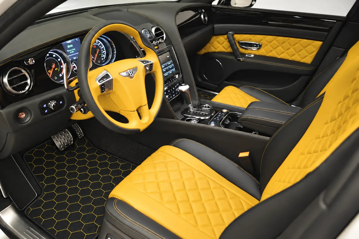 Customizable Leather Floor Mats with Hex Pattern for Bentley Flying Spur (2013-2019) inside the vehicle