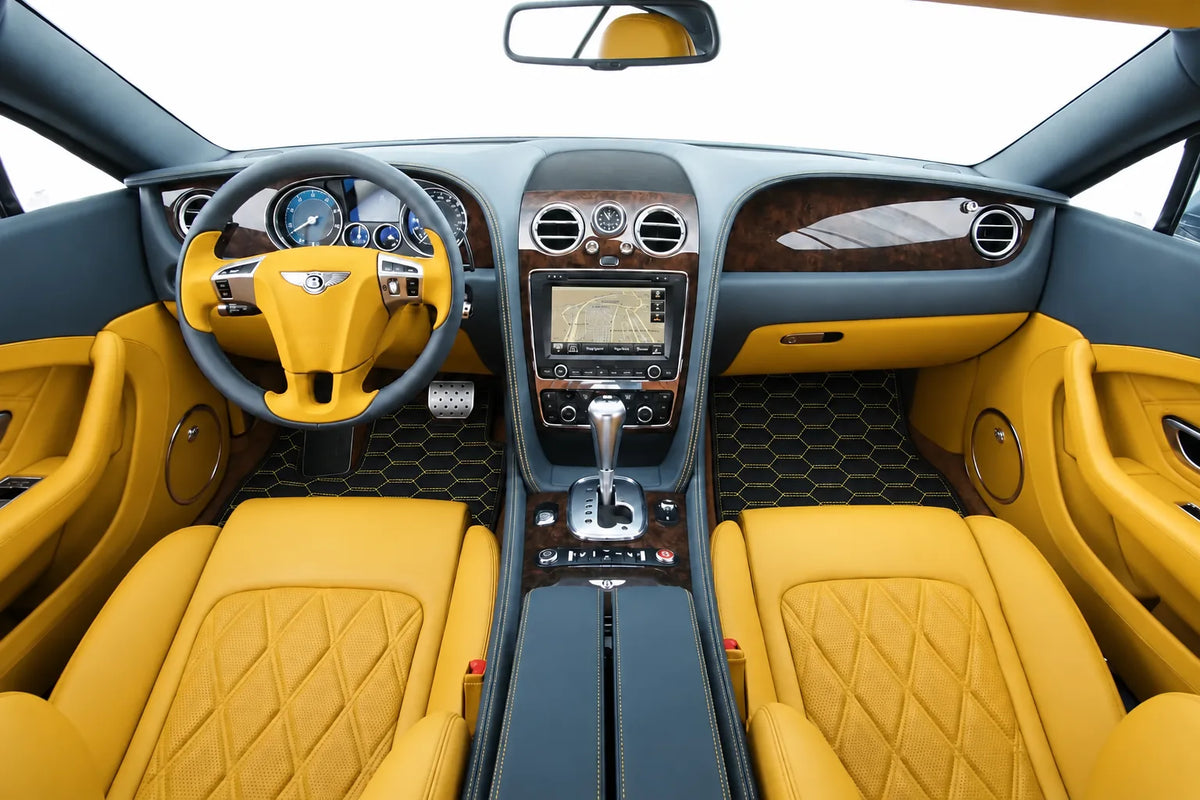 Customizable Leather Floor Mats with Interlaced Hex Pattern for Bentley Continental GT (2011-2018) inside the vehicle