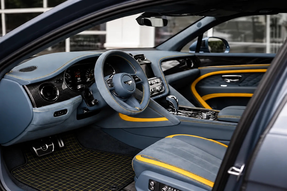 Customizable Leather Floor Mats with Square Pattern for Bentley Bentayga (2015-2027) inside the vehicle