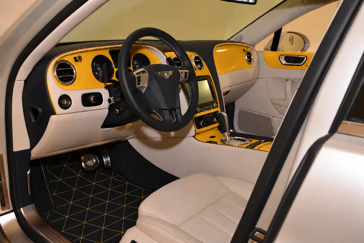 Customizable Leather Floor Mats with Triangle Pattern for Bentley Flying Spur (2005-2013) inside the vehicle