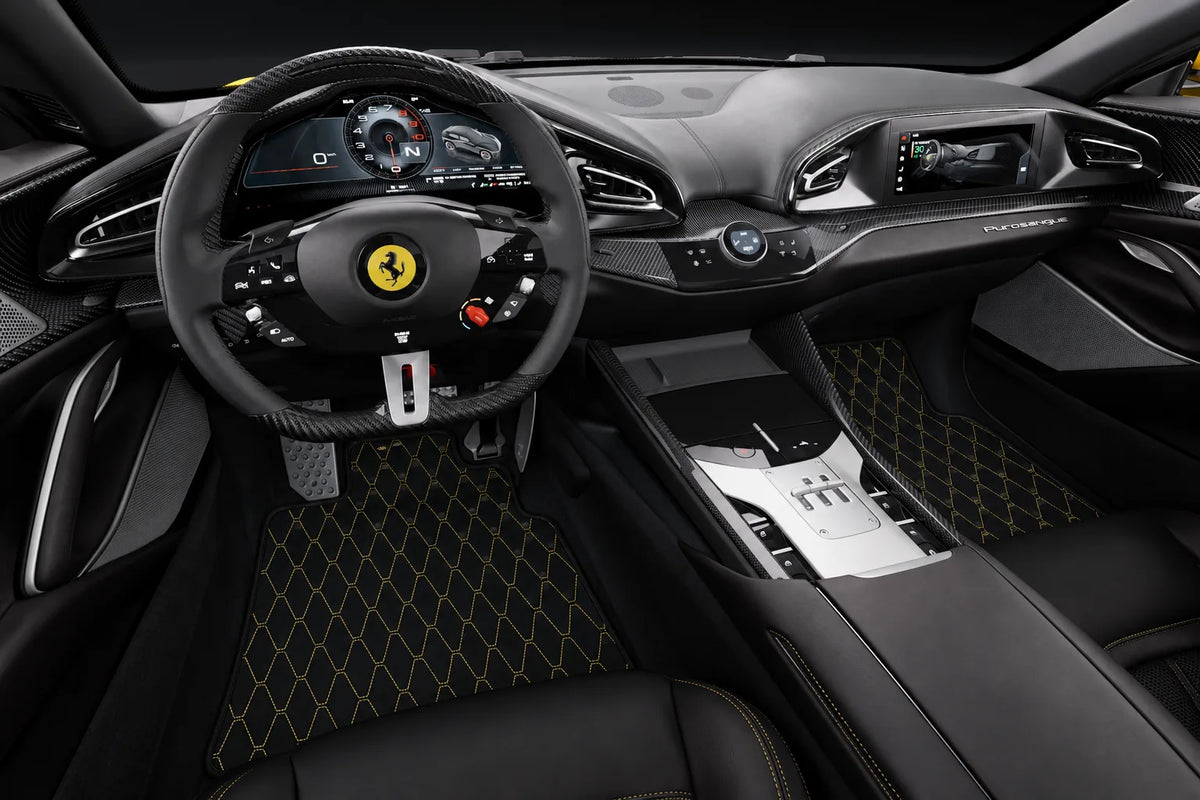 Customizable Vertical Hex Pattern Floor Mats for Ferrari Purosangue (2023-2027) inside the vehicle