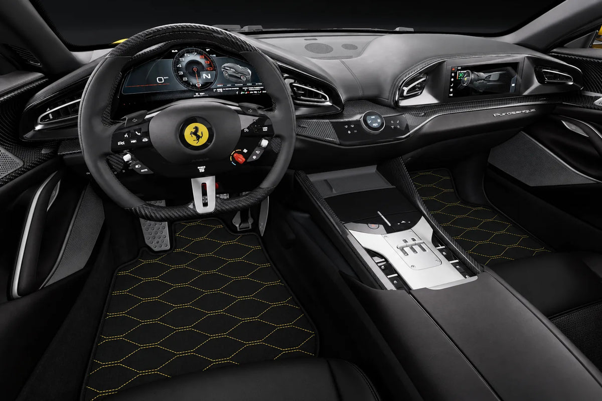 Customizable Viper Hex Pattern Floor Mats for Ferrari Purosangue (2023-2027) inside the vehicle