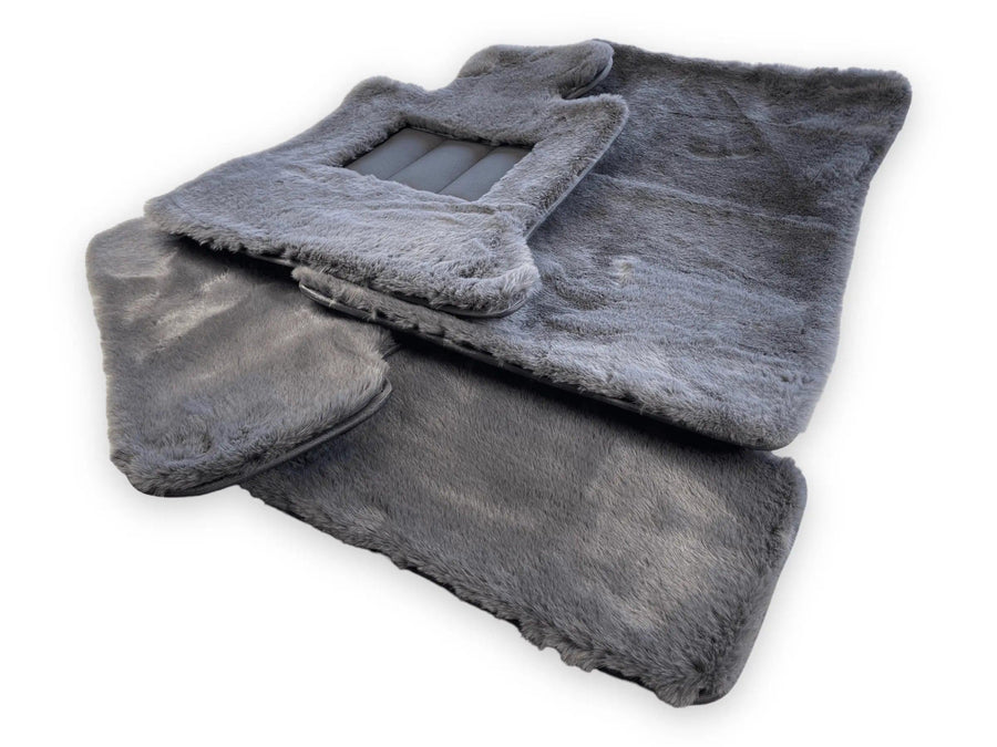 Dark Gray Sheepskin Floor Mats For Bentley Bentayga Design Brand - AutoWin