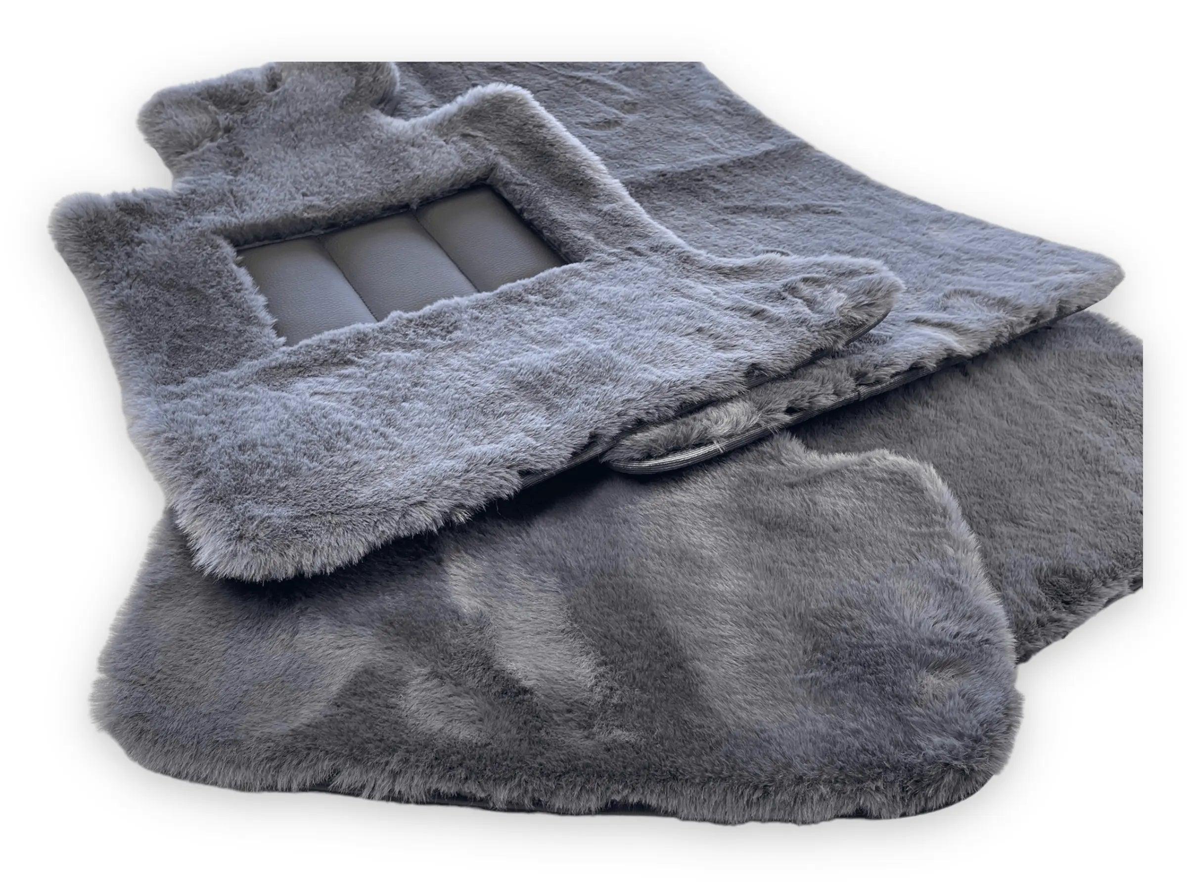 Dark Gray Sheepskin Floor Mats For Bentley Bentayga Design Brand - AutoWin