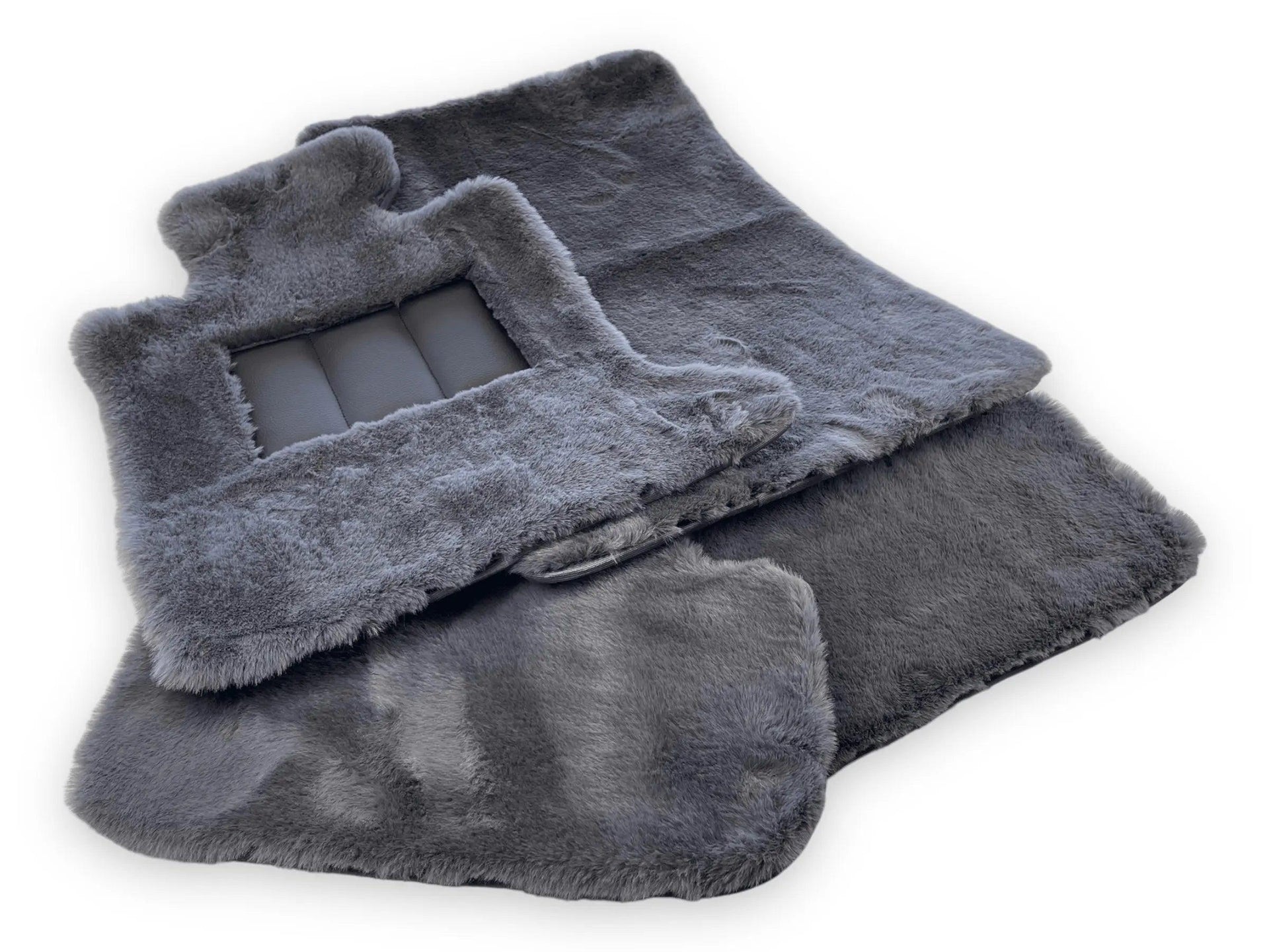Dark Gray Sheepskin Floor Mats For Bentley Bentayga Design Brand - AutoWin