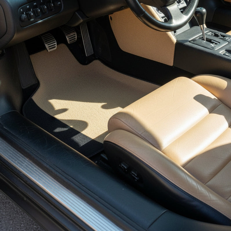 Customizable Blue Floor Mats for Lamborghini Diablo 1990-2001 With Alcantara Leather - AutoWin.EU