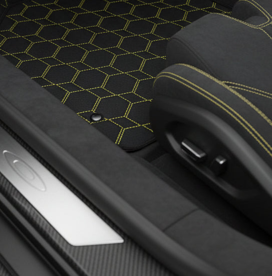 Customizable Leather Floor Mats with Interlaced Hex Pattern for Lamborghini Centenario (2016-2017) - AutoWin