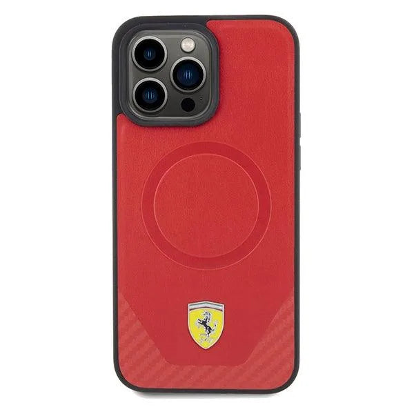 Ferrari Carbon Metal Logo MagSafe Hardcase for iPhone 15 Pro Max 6.7" - AutoWin
