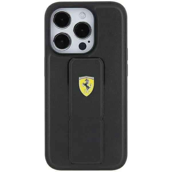 Ferrari Grip Stand Metal Logo Hardcase for iPhone 15 Pro 6.1" - AutoWin
