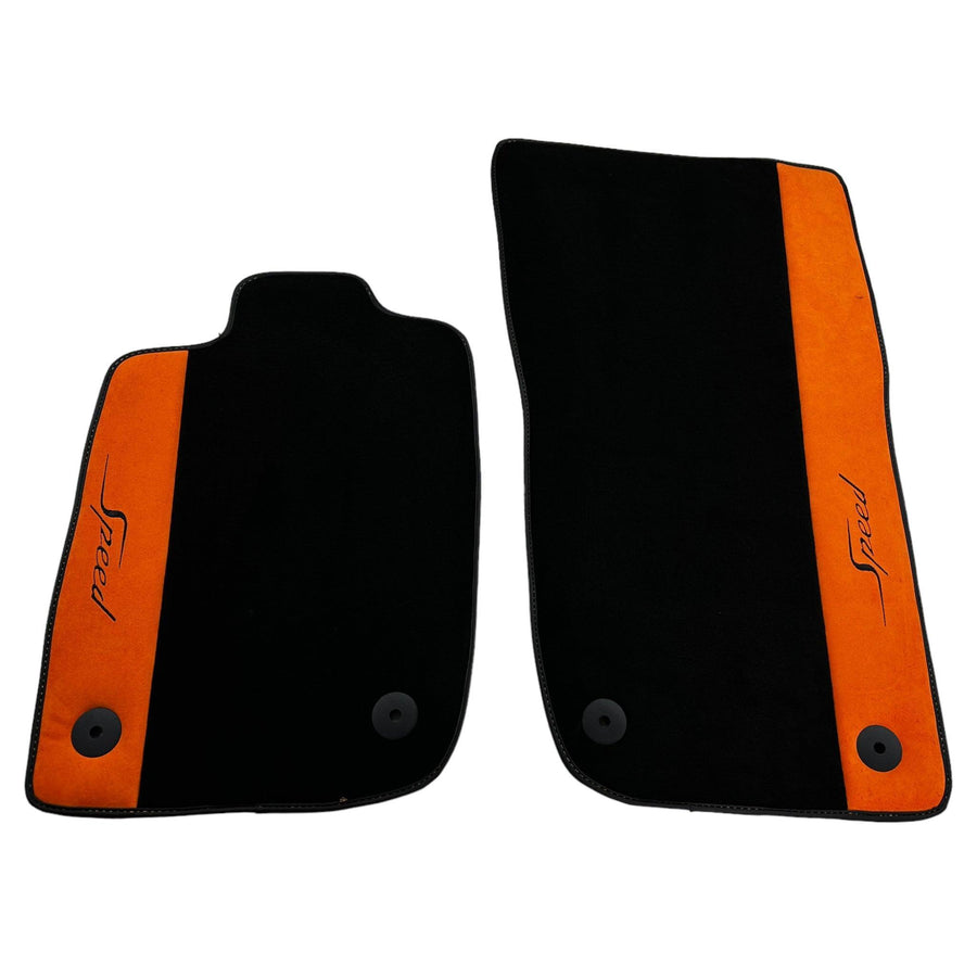 Floor Mats For Bentley Flying Spur (2019-2023) with Orange Alcantara Leather - AutoWin