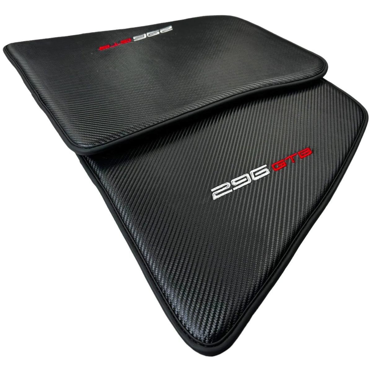 Floor Mats for Ferrari 296 GTB (2022-2027) Made From Carbon Fiber Leather - AutoWin