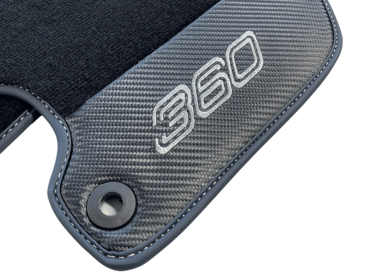 Floor Mats For Ferrari 360 Modena 1999-2005 Black With Carbon Fiber Leather - AutoWin
