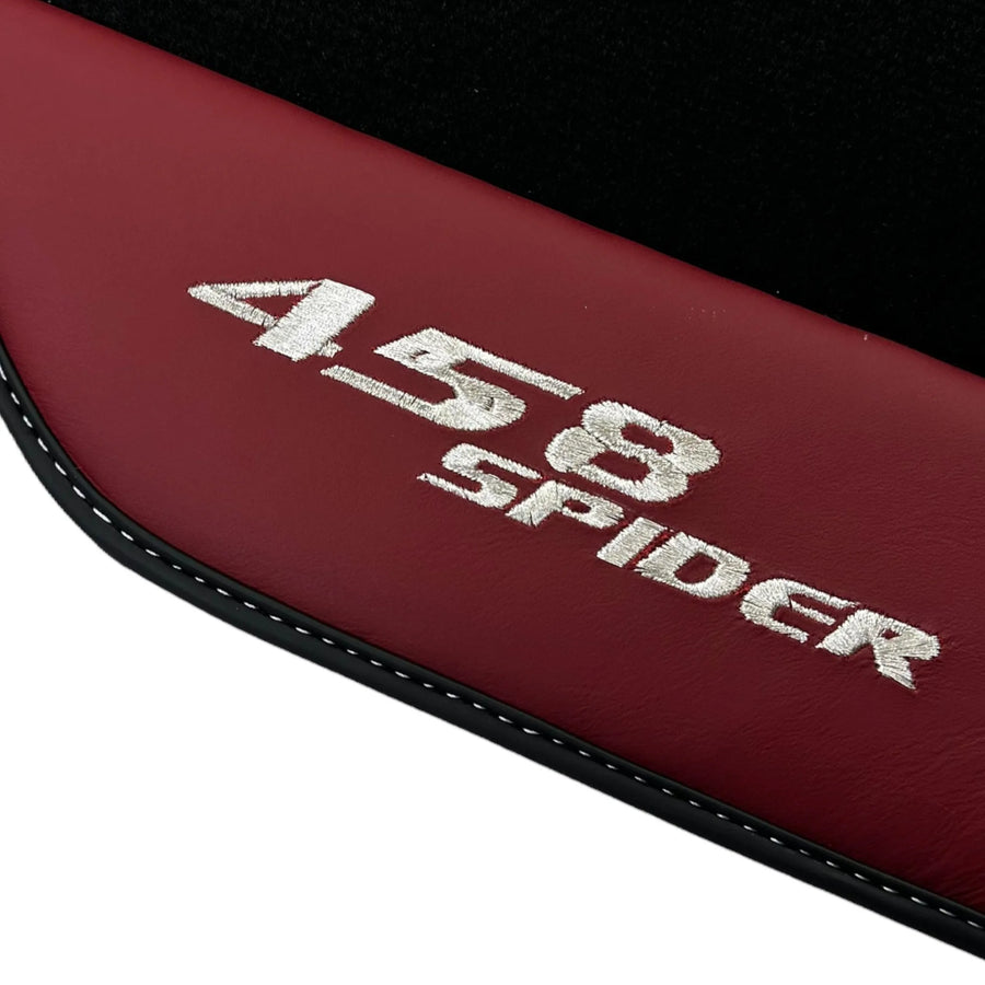 Floor Mats for Ferrari 458 Spider (2012-2015) with Bordeaux Nappa Leather - AutoWin