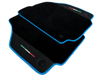 Floor Mats For Ferrari 488 GTB 2015-2022 Alcantara Leather Light Blue Trim