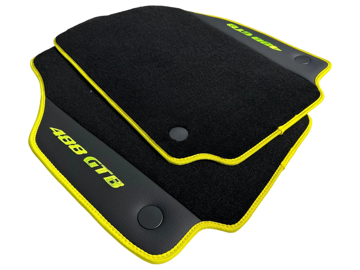 Floor Mats For Ferrari 488 GTB 2015-2022 Carpet With Leather - AutoWin