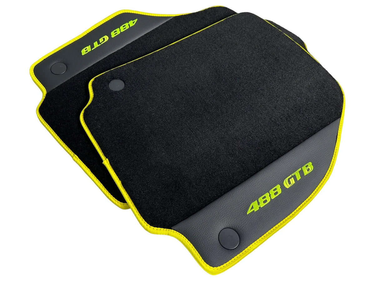 Floor Mats For Ferrari 488 GTB 2015-2022 Carpet With Leather - AutoWin