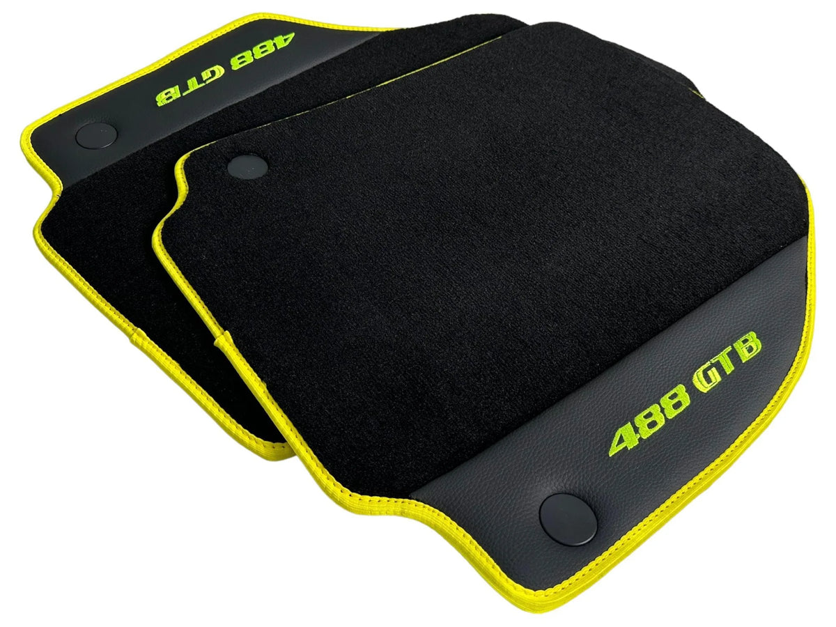 Floor Mats For Ferrari 488 GTB 2015-2022 Carpet With Leather - AutoWin