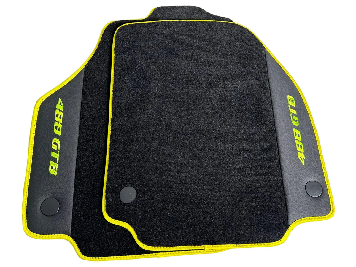 Floor Mats For Ferrari 488 GTB 2015-2022 Carpet With Leather - AutoWin