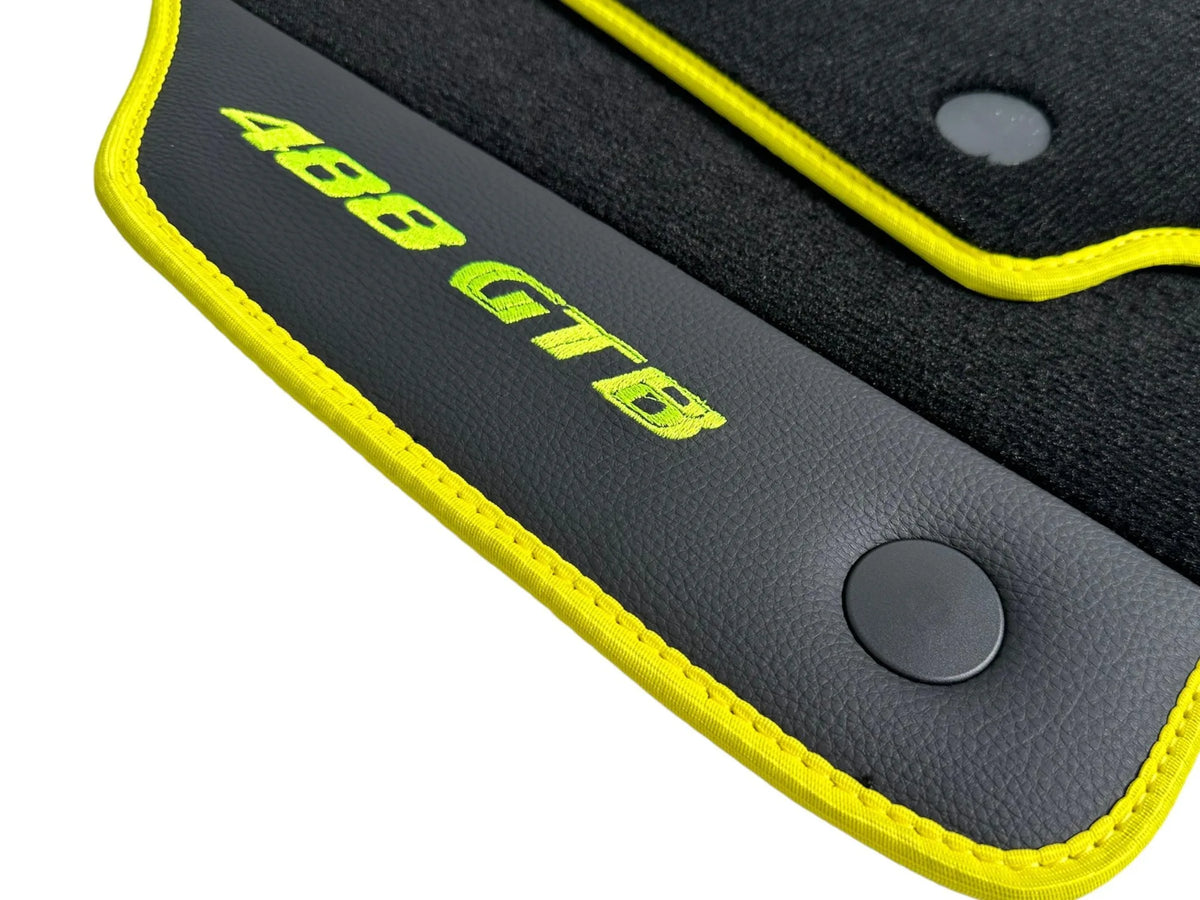 Floor Mats For Ferrari 488 GTB 2015-2022 Carpet With Leather - AutoWin