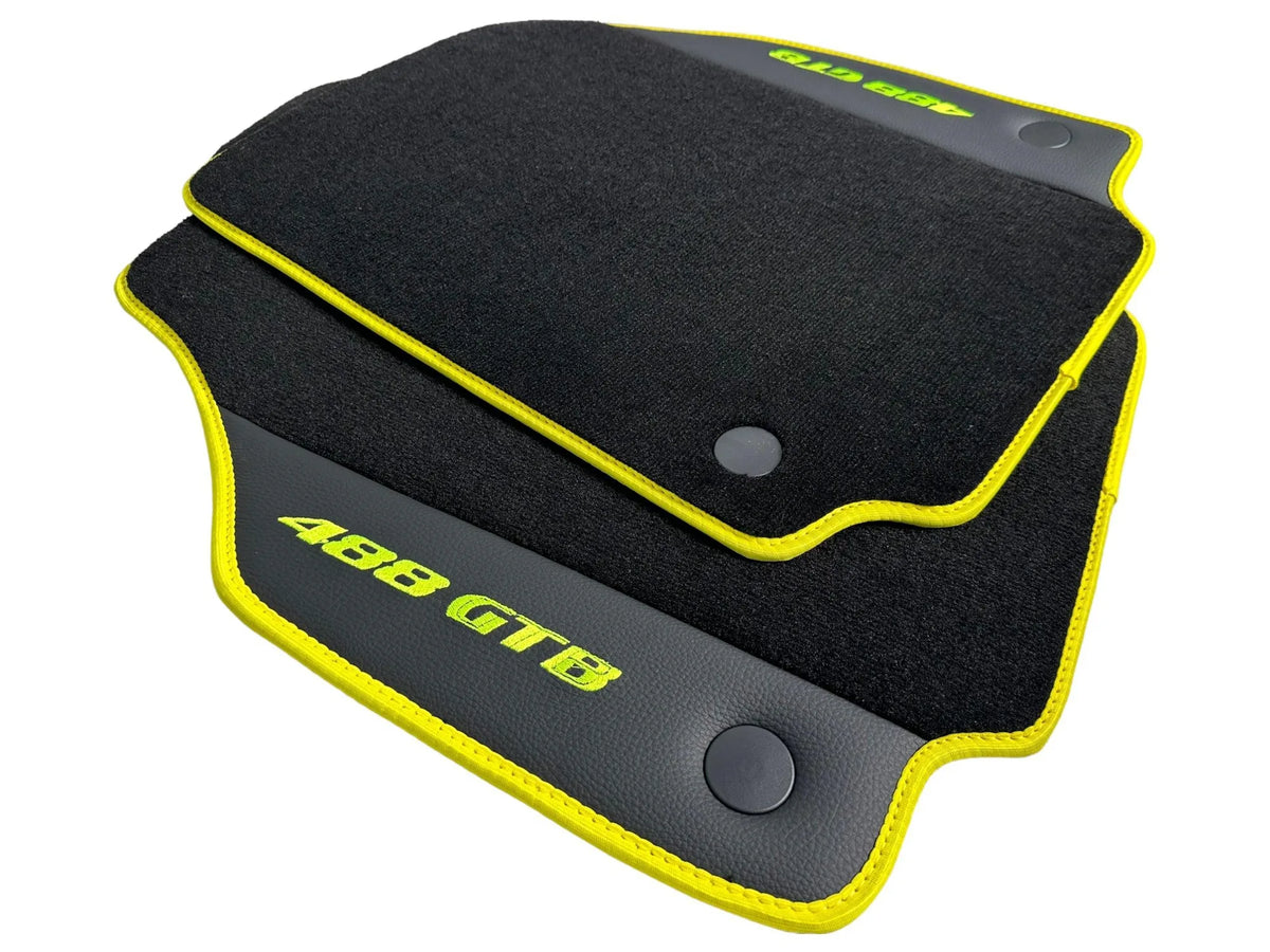 Floor Mats For Ferrari 488 GTB 2015-2022 Carpet With Leather - AutoWin
