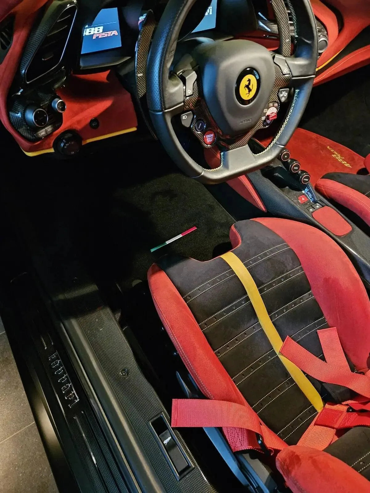 Interior look of floor mats for Floor Mats For Ferrari 488 Spider (2016-2022) AutoWin Brand IT Edition