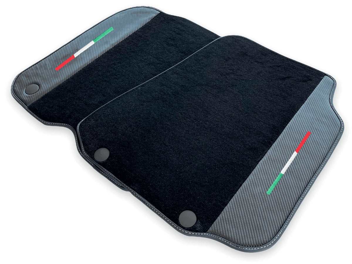 Floor Mats For Ferrari 812 GTS (2019-2023) Carbon Fiber And Black Carpet - AutoWin