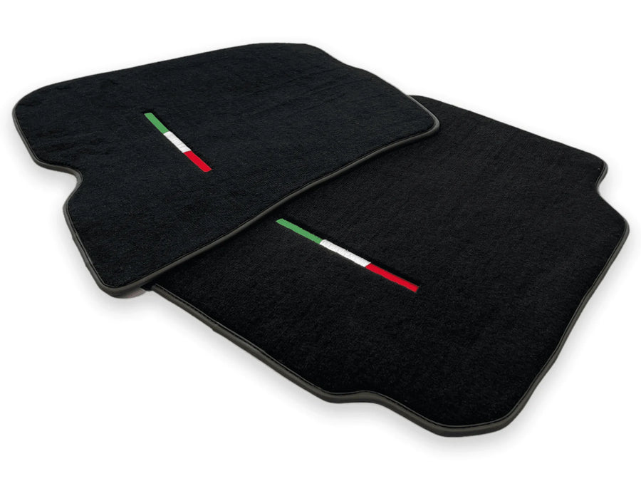 Floor Mats For Ferrari F12 Berlinetta Black Tailored Carpets With Italian Emblem - AutoWin