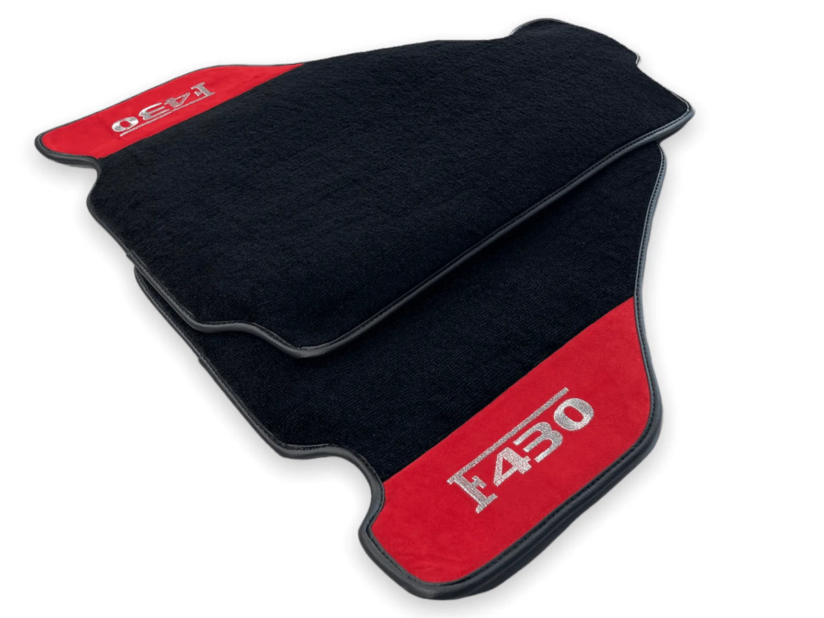 Floor Mats For Ferrari F430 2004-2009 Red Alcantara Leather - AutoWin