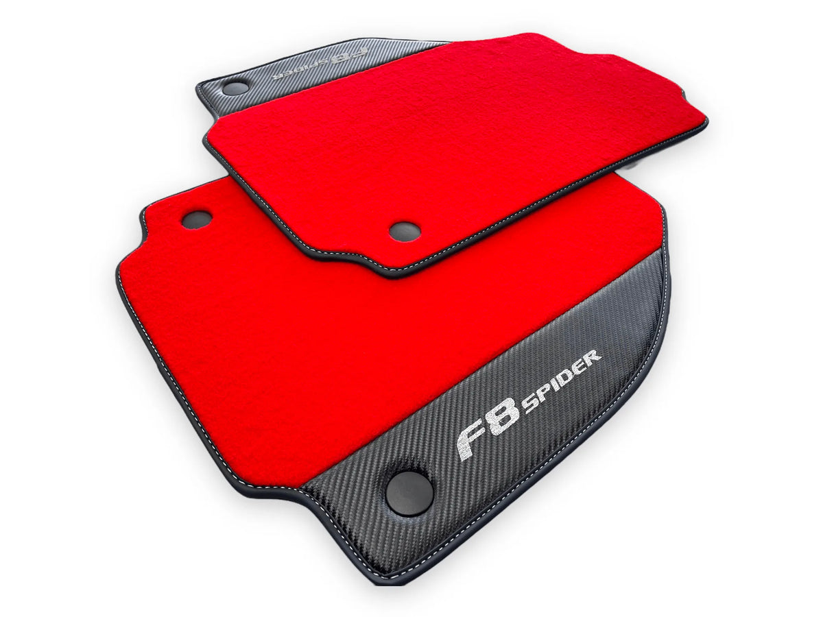 Floor Mats For Ferrari F8 Spider 2019-2022 With Carbon Leather - AutoWin