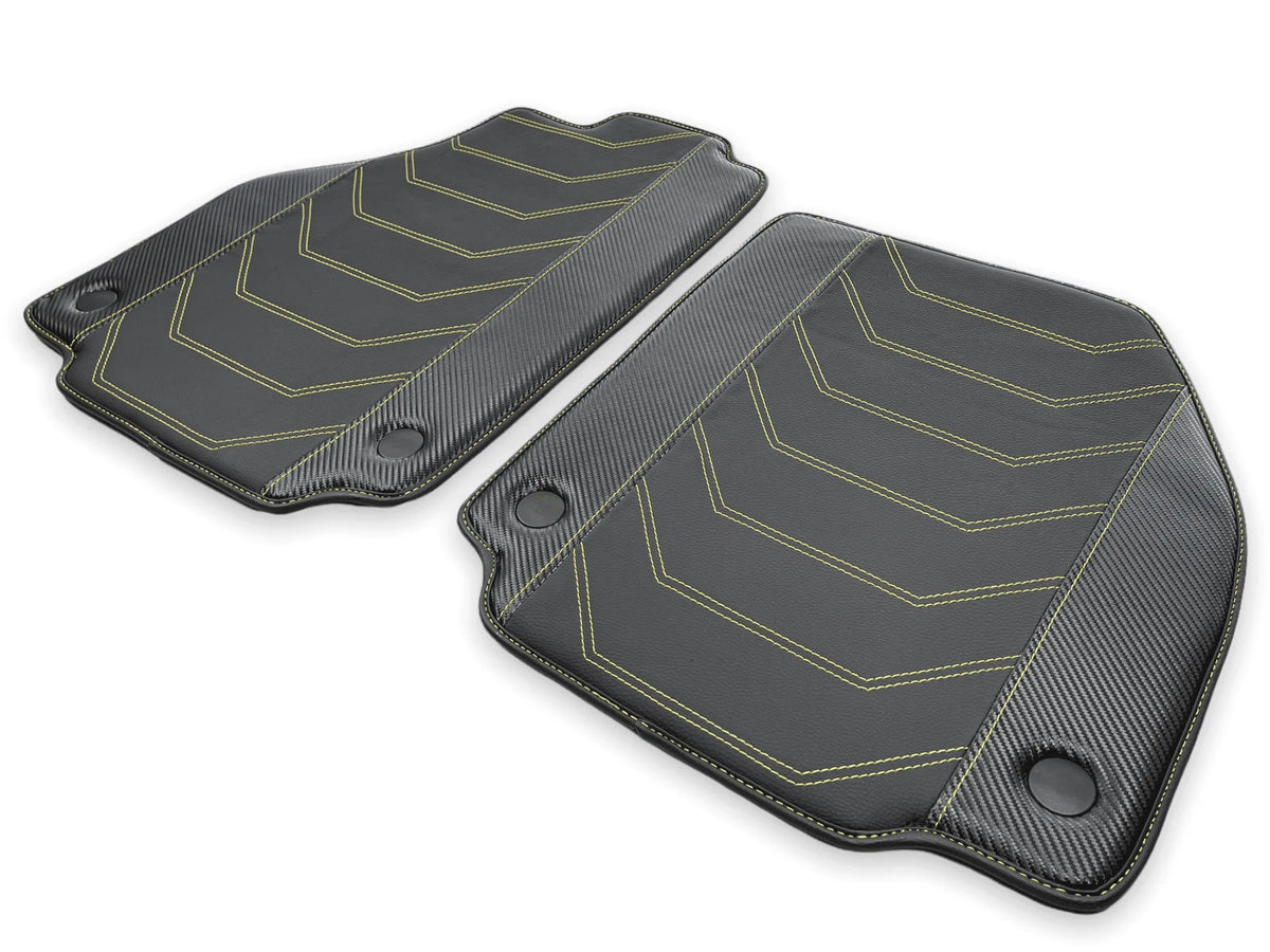 Floor Mats For Ferrari F8 Spider 2019-2022 Yellow Sewing - AutoWin