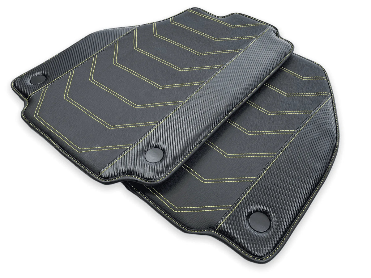 Floor Mats For Ferrari F8 Spider 2019-2022 Yellow Sewing - AutoWin