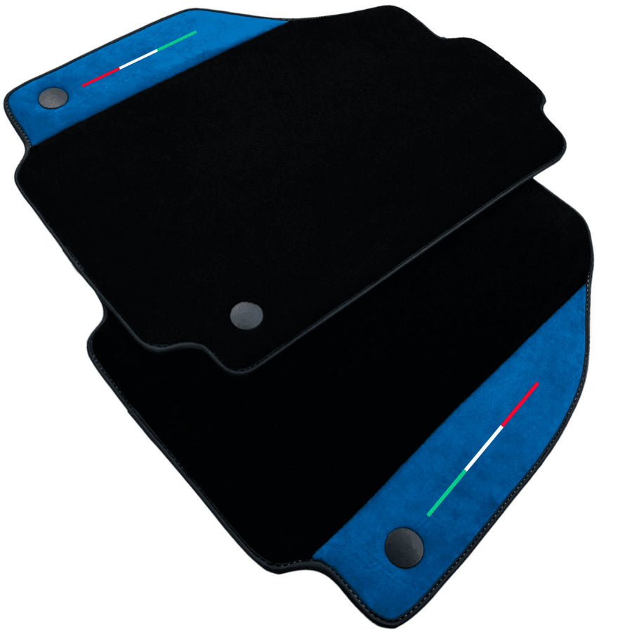 Floor Mats For Ferrari F8 Spider (2019-2023) with Blue Alcantara Leather | Italian Edition - AutoWin