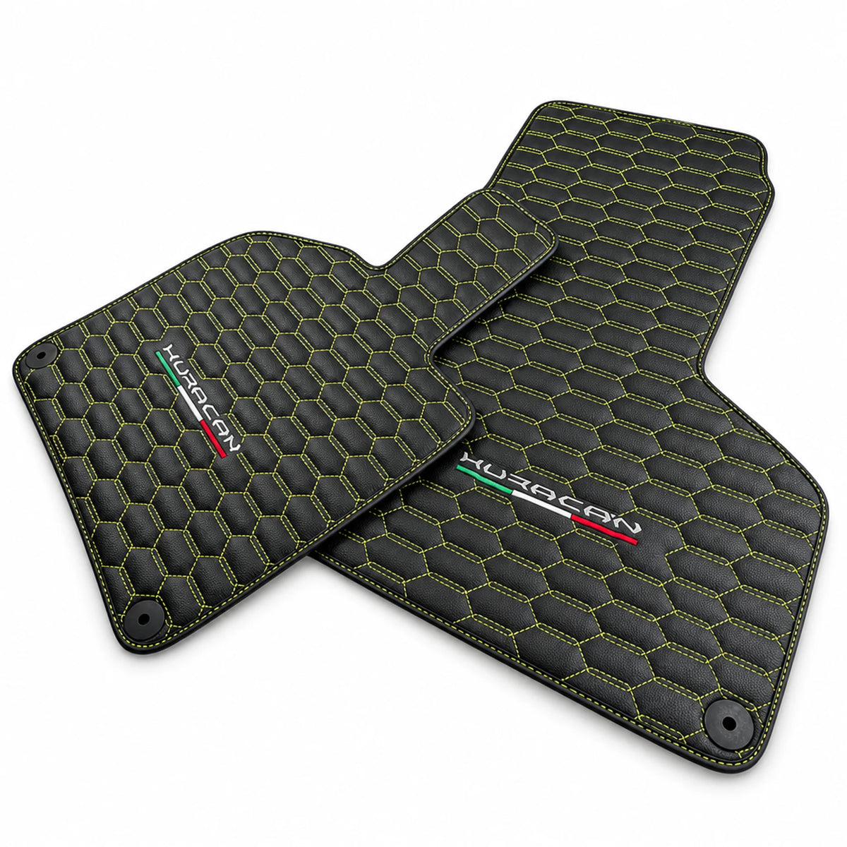 Green Stitched Leather Mats for Lamborghini Huracan