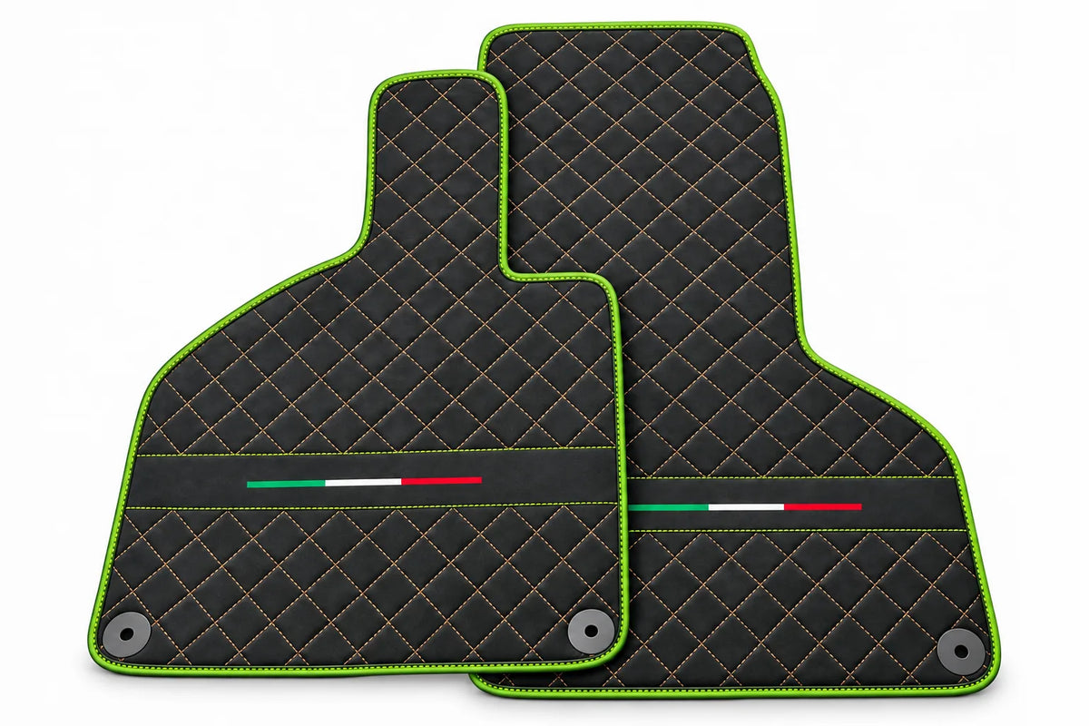 Floor Mats for Lamborghini Huracan Perfomante Alcantara Leather | Italian Flague Green trim