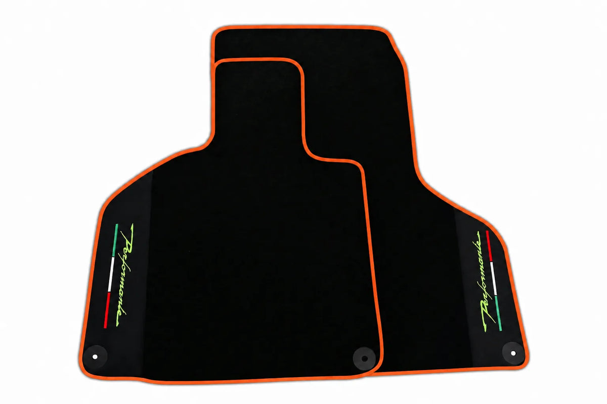 Floor Mats for Lamborghini Huracan Perfomante with Alcantara Leather | Various Trim Colors Orange trim