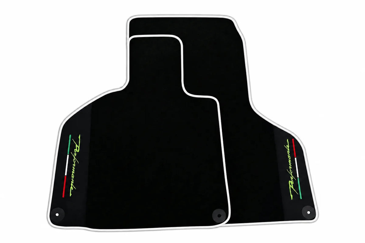 Floor Mats for Lamborghini Huracan Perfomante with Alcantara Leather | Various Trim Colors White trim