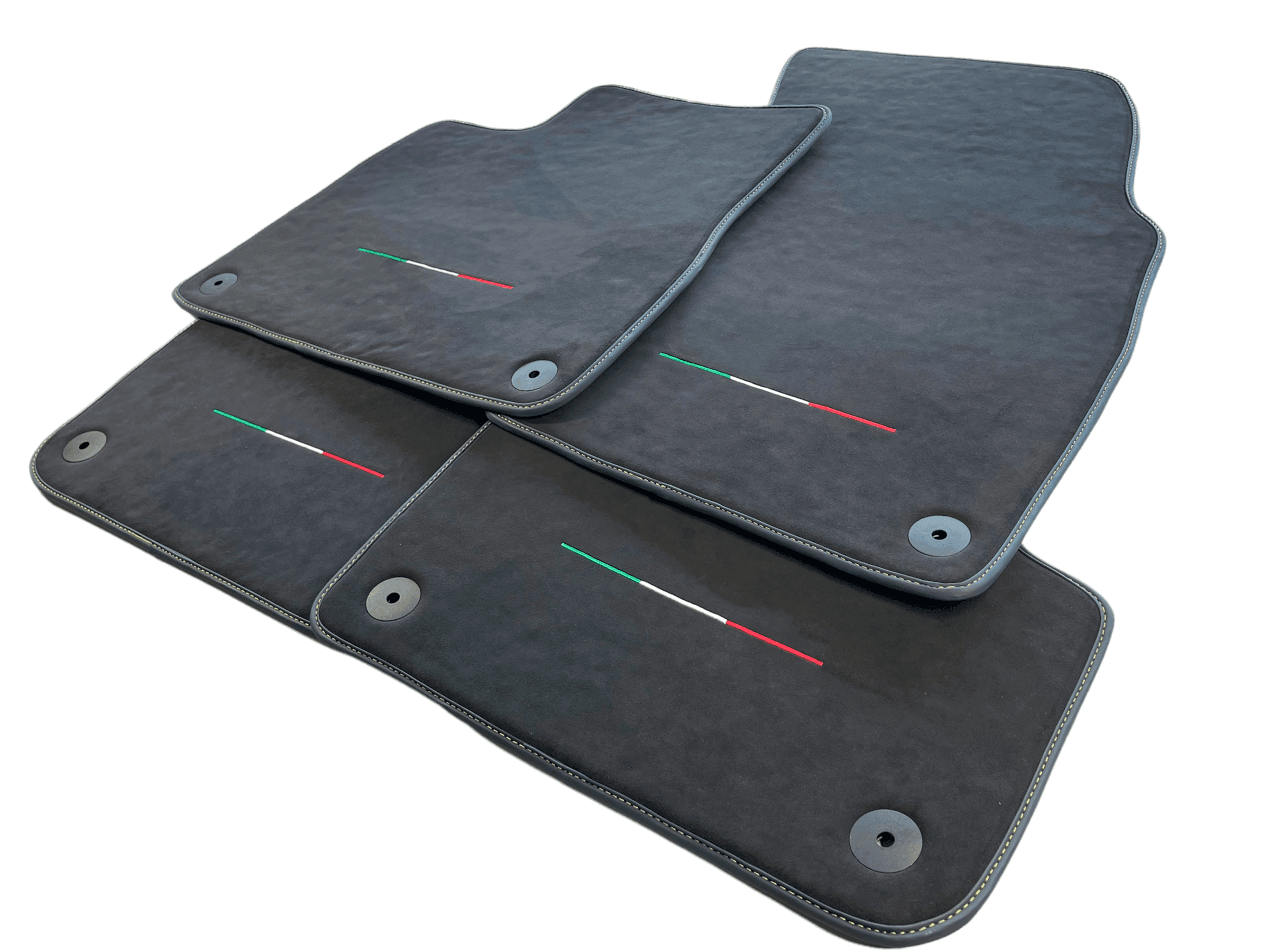 Floor Mats For Lamborghini Urus Alcantara Leather With Yellow Stitching - AutoWin