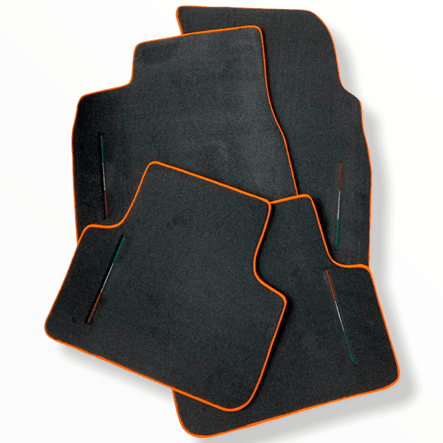 Floor Mats For Lamborghini Urus Black Tailored With Orange Rounds Carpets - AutoWin