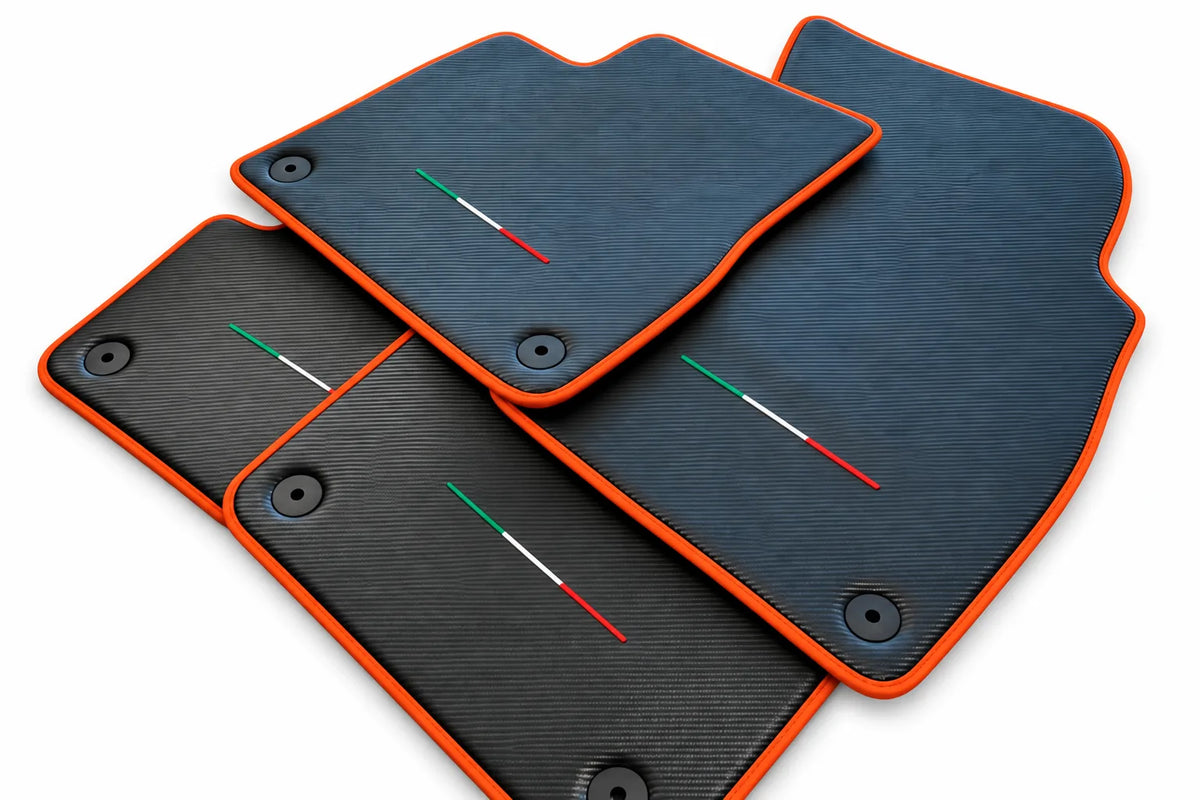 Floor Mats For Lamborghini Urus Carbon Leather Tailored Orange Trim Orange trim